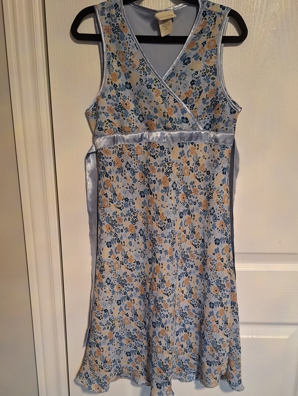 Jane Alexander Girls Light Blue Floral Wrap Dress